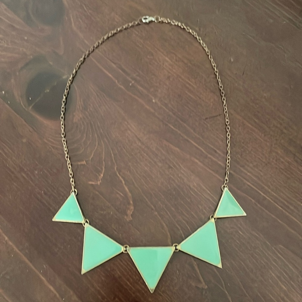 Vintage enamel geometric statement necklace